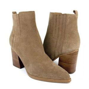 Marc Fisher Ltd. Oshay Beige Suede Leather Pointed Toe Ankle Bootie Size 13M